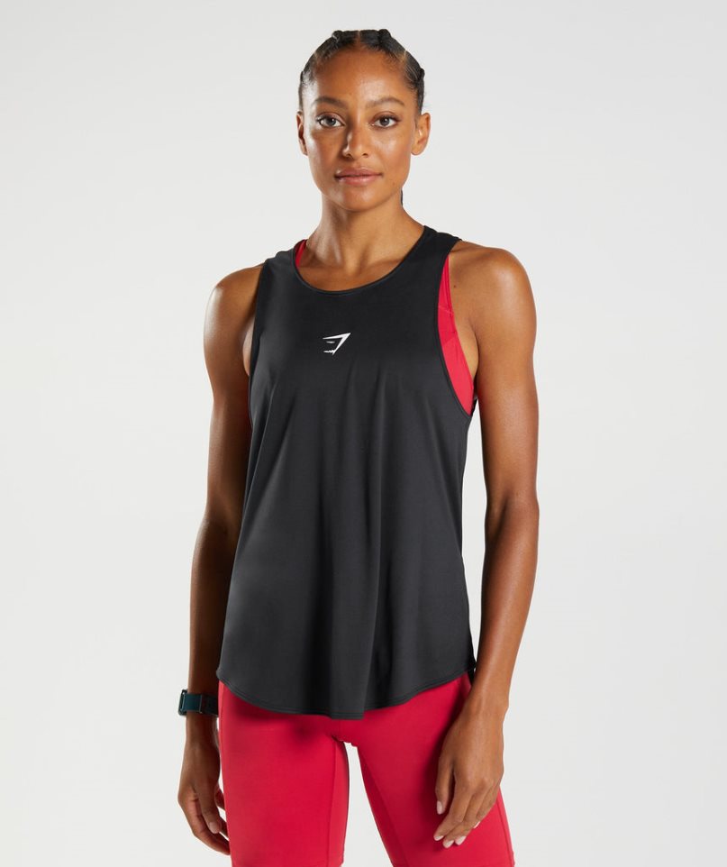 Women's Gymshark Training Brandmark Tanks Black | CA 3506DN